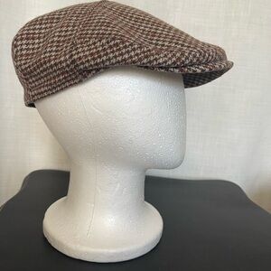 Vintage wool blend tweed Brown Houndstooth Flat Cap